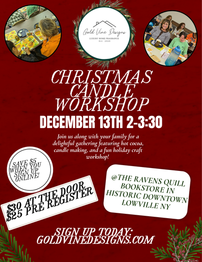 Christmas Candle Workshop Hosted by The Ravens Quill Bookstore December 13th 2-3:30!