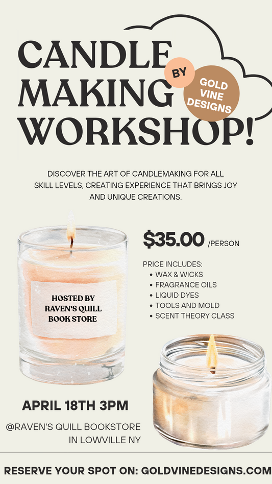 Candle Workshop @Raven's Quill Bookstore! April 18th